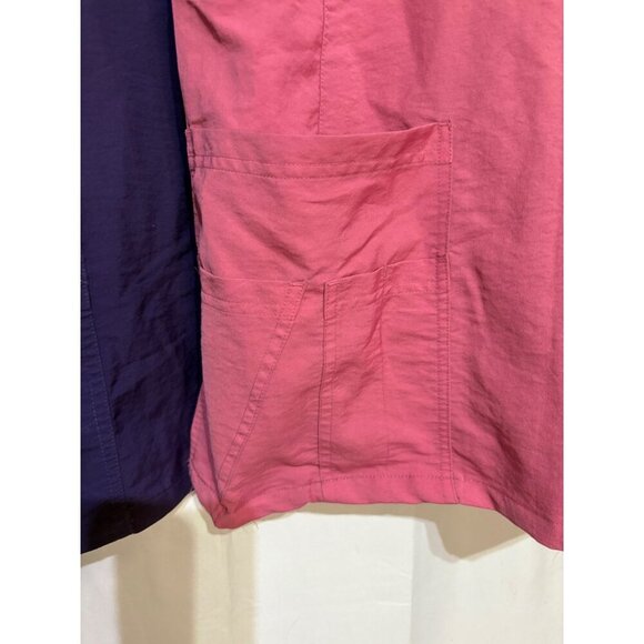 Pink & Purple Womens Scrub Tops Set Of 3 With Pockets Lightweight Comfortable 2X - Picture 4 of 10